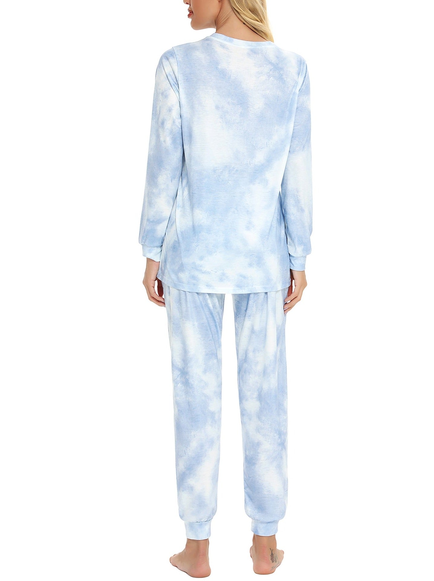 Mathea Women's Two-Piece Sleepwear Tie-Dye Printed Long Casual Set
