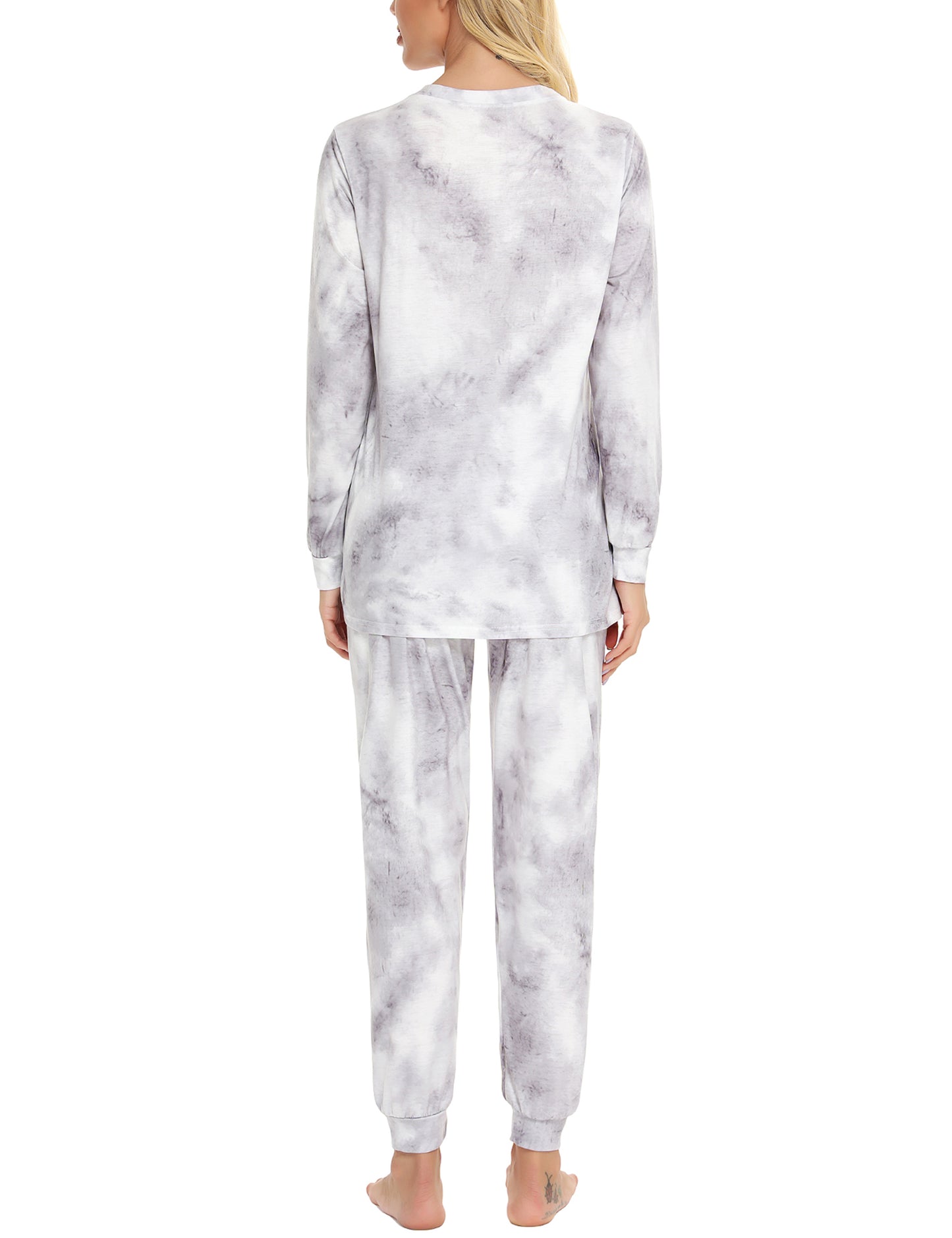 Mathea Women's Two-Piece Sleepwear Tie-Dye Printed Long Casual Set